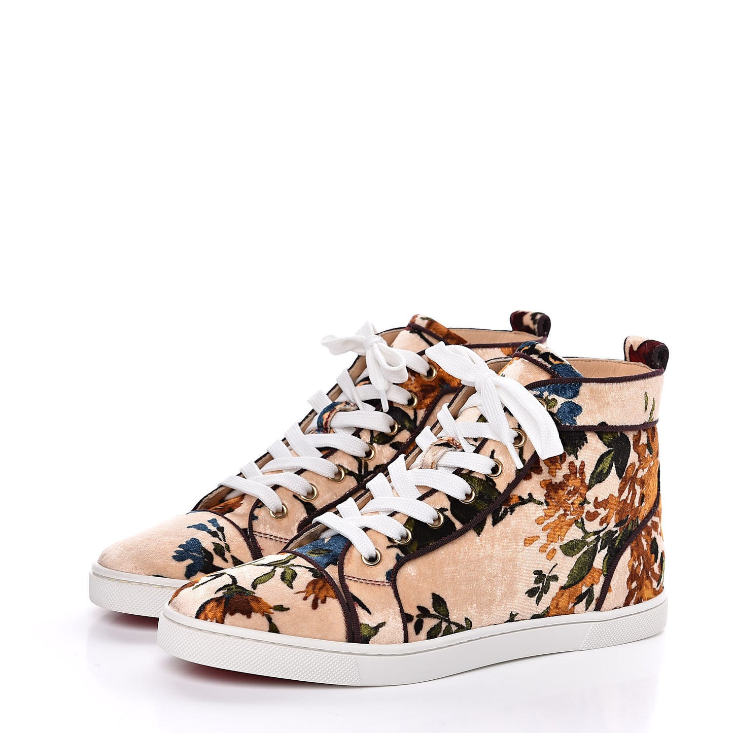 Velvet Floral Bip Bip Orlato High Top Flat Sneakers 37.5 Beige