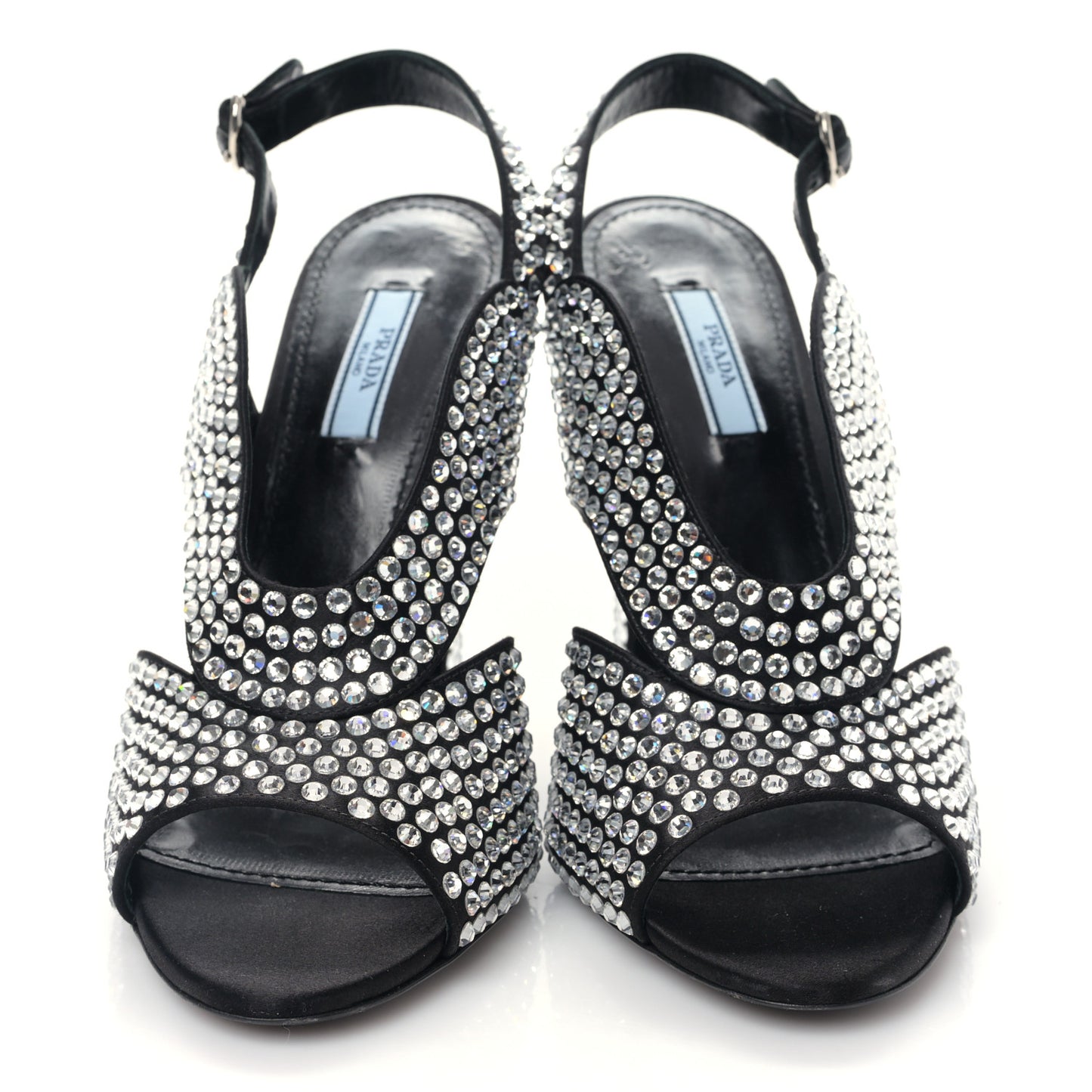 Satin Crystal Ankle Wrap 105mm Sandals 39 Cristal