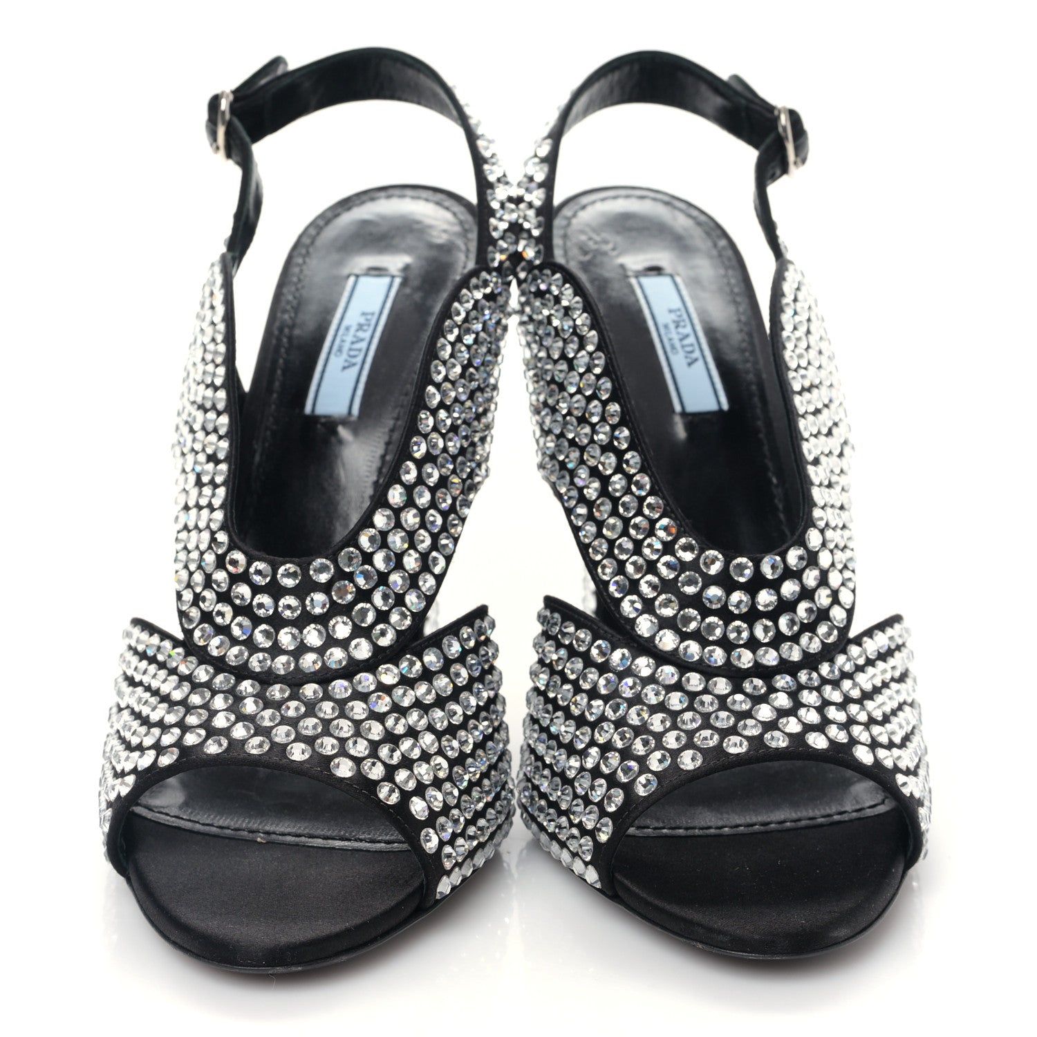 Prada Satin Crystal Ankle Wrap 105mm Sandals 39 Cristal 2 of 7