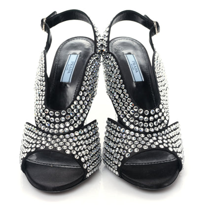 Prada Satin Crystal Ankle Wrap 105mm Sandals 39 Cristal 2 of 7