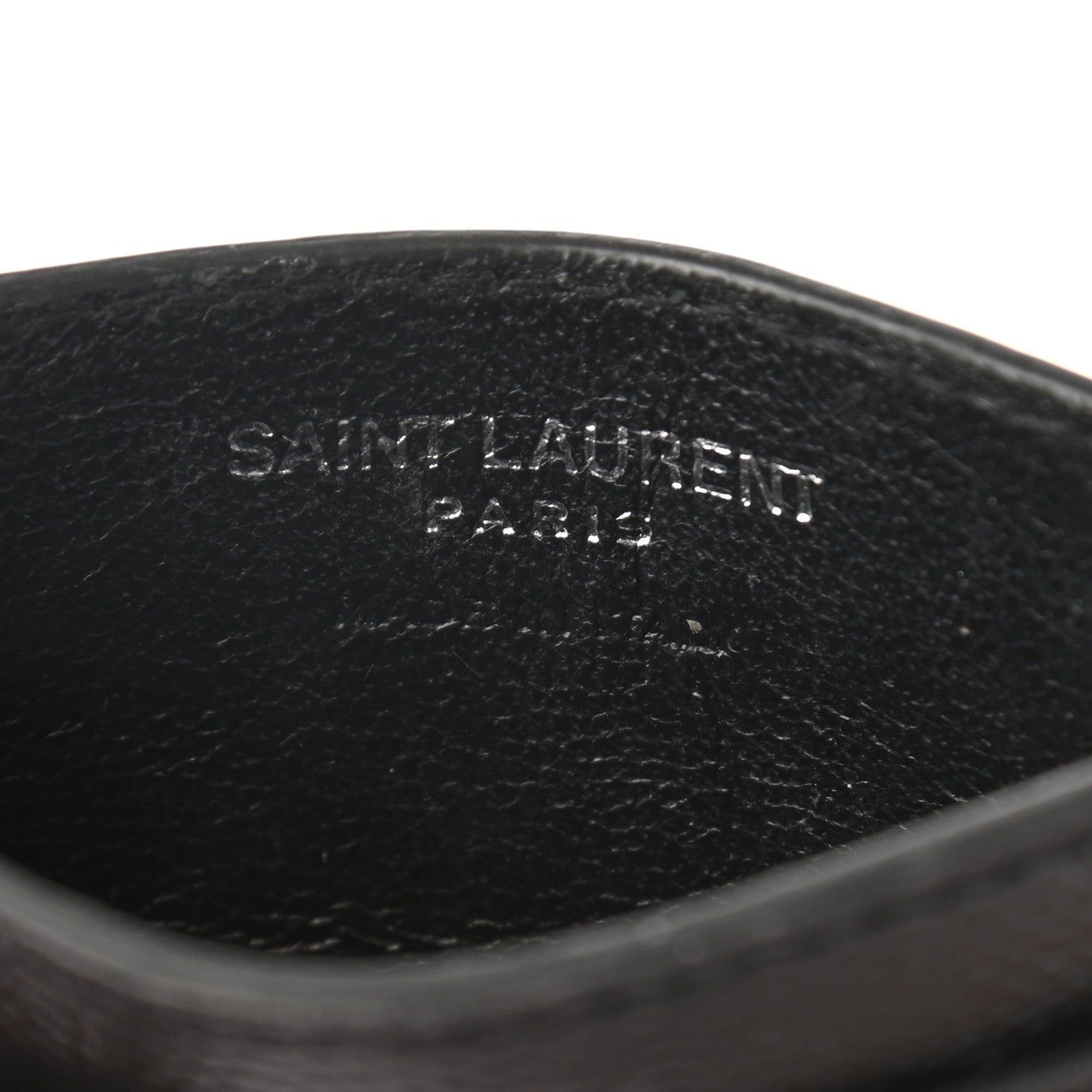 Saint Laurent Grain De Poudre Matelasse Chevron Monogram Credit Card Case Black 6 of 7