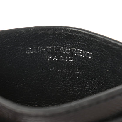 Saint Laurent Grain De Poudre Matelasse Chevron Monogram Credit Card Case Black 6 of 7