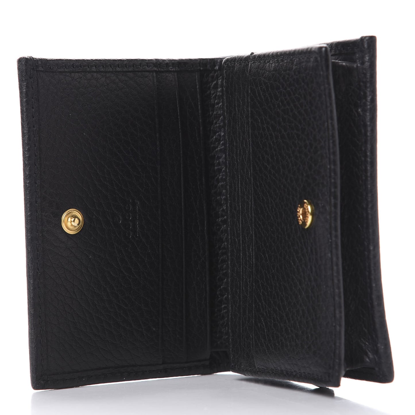 Pebbled Calfskin GG Marmont Card Case Black