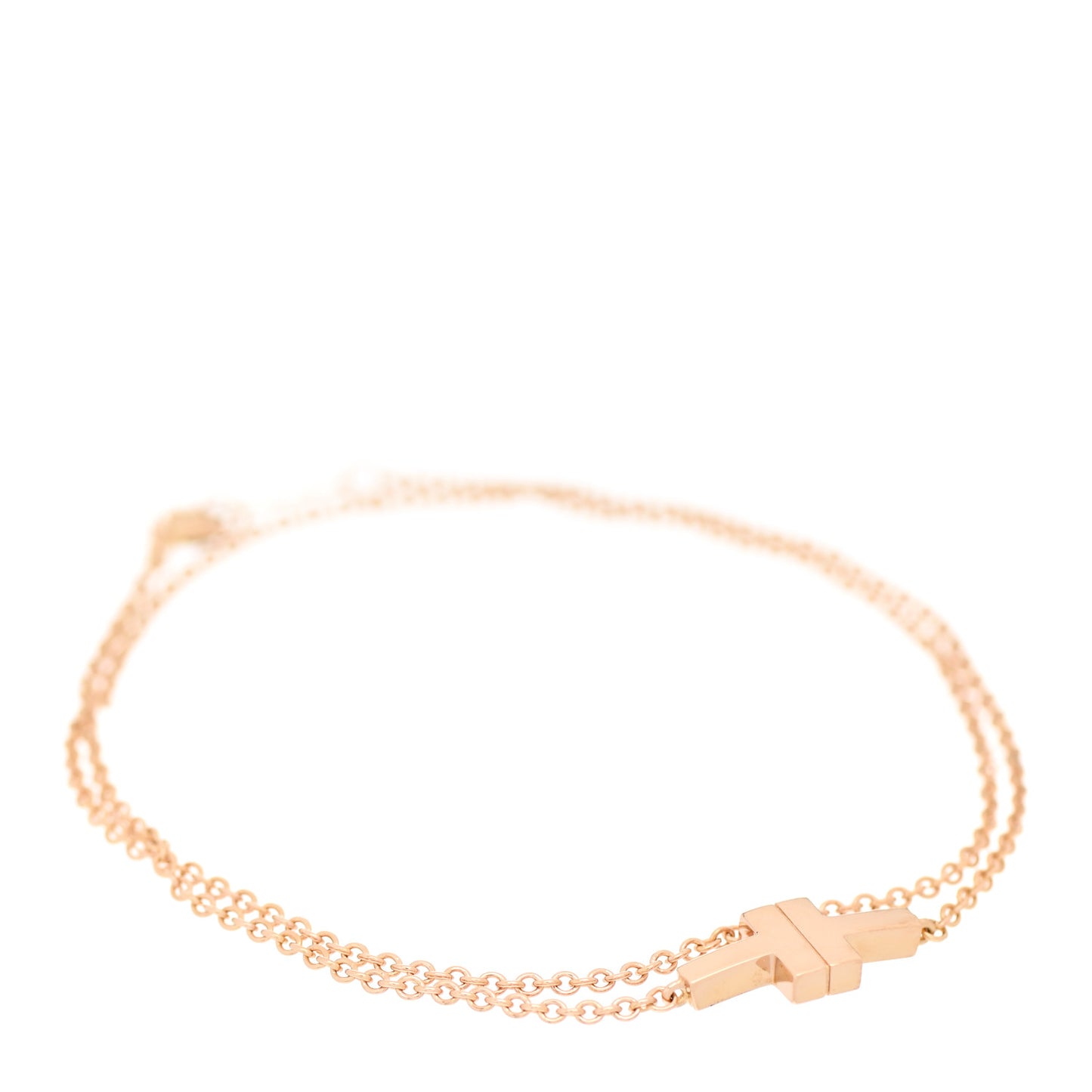 18K Rose Gold T Double Chain Bracelet