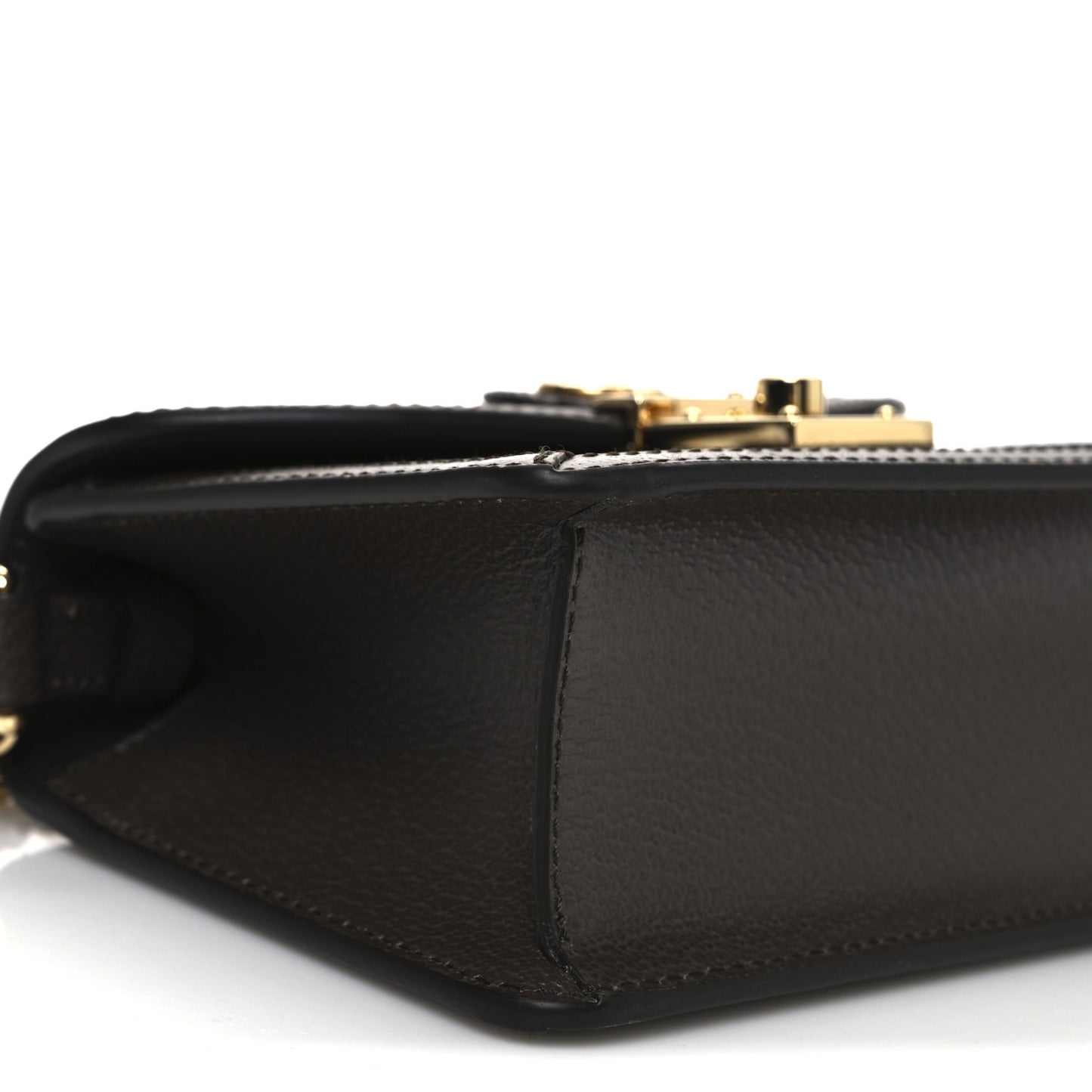 GG Supreme Monogram Textured Dollar Calfskin Web Mini Ophidia Padlock Top Handle Chain Shoulder Bag Beige Ebony New Acero