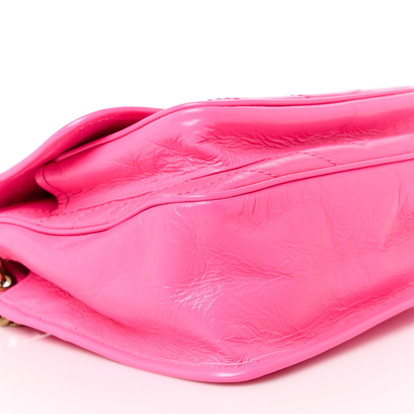 Crinkled Calfskin Matelasse Monogram Medium Niki Chain Satchel Rose Glow