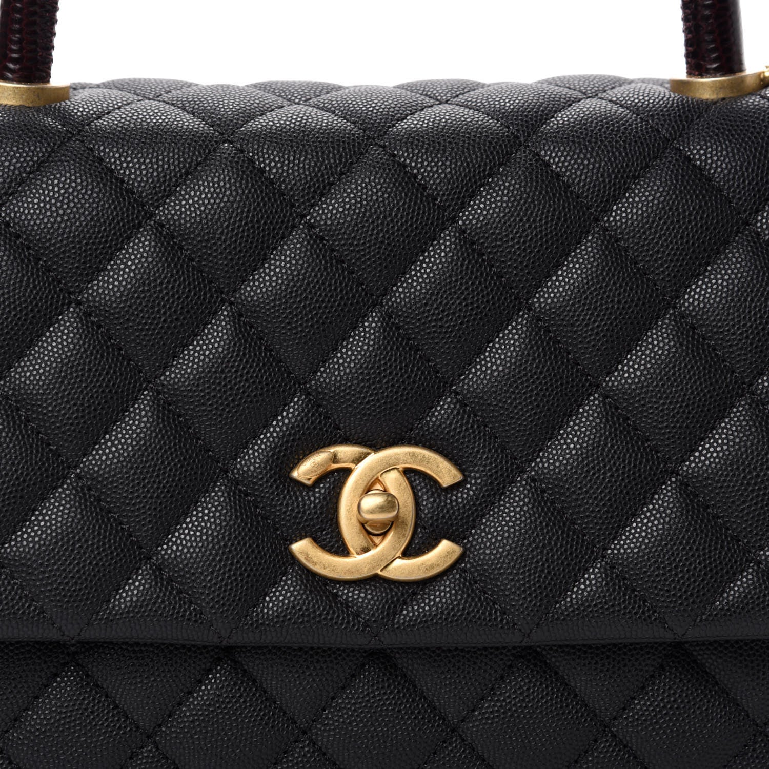 Chanel Caviar Lizard Embossed Quilted Small Coco Handle Flap Black 11 of 12