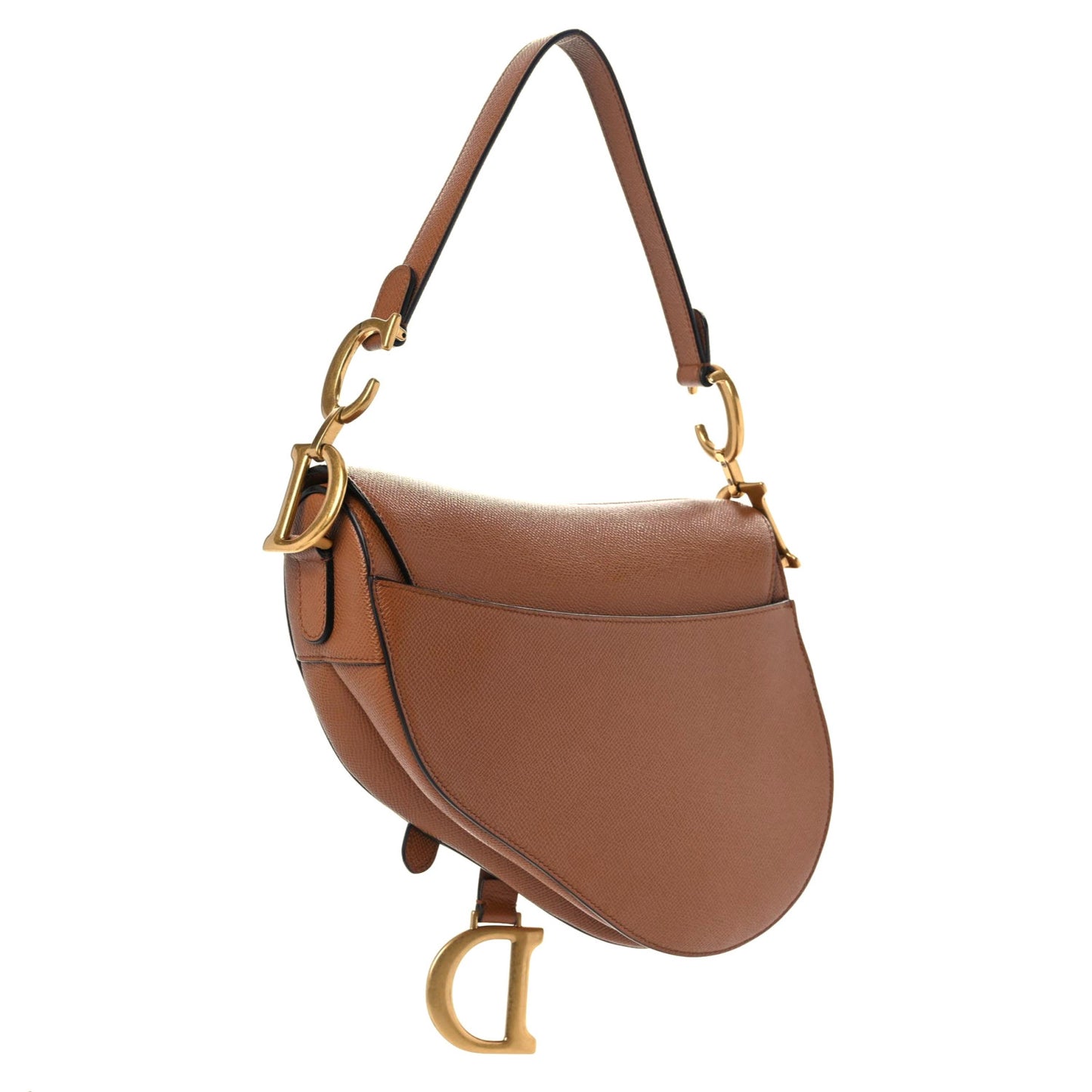 Grained Calfskin Saddle Bag Camello