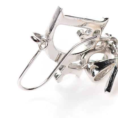 Christian Dior Crystal Pearl Bow Earrings Silver 4 of 4