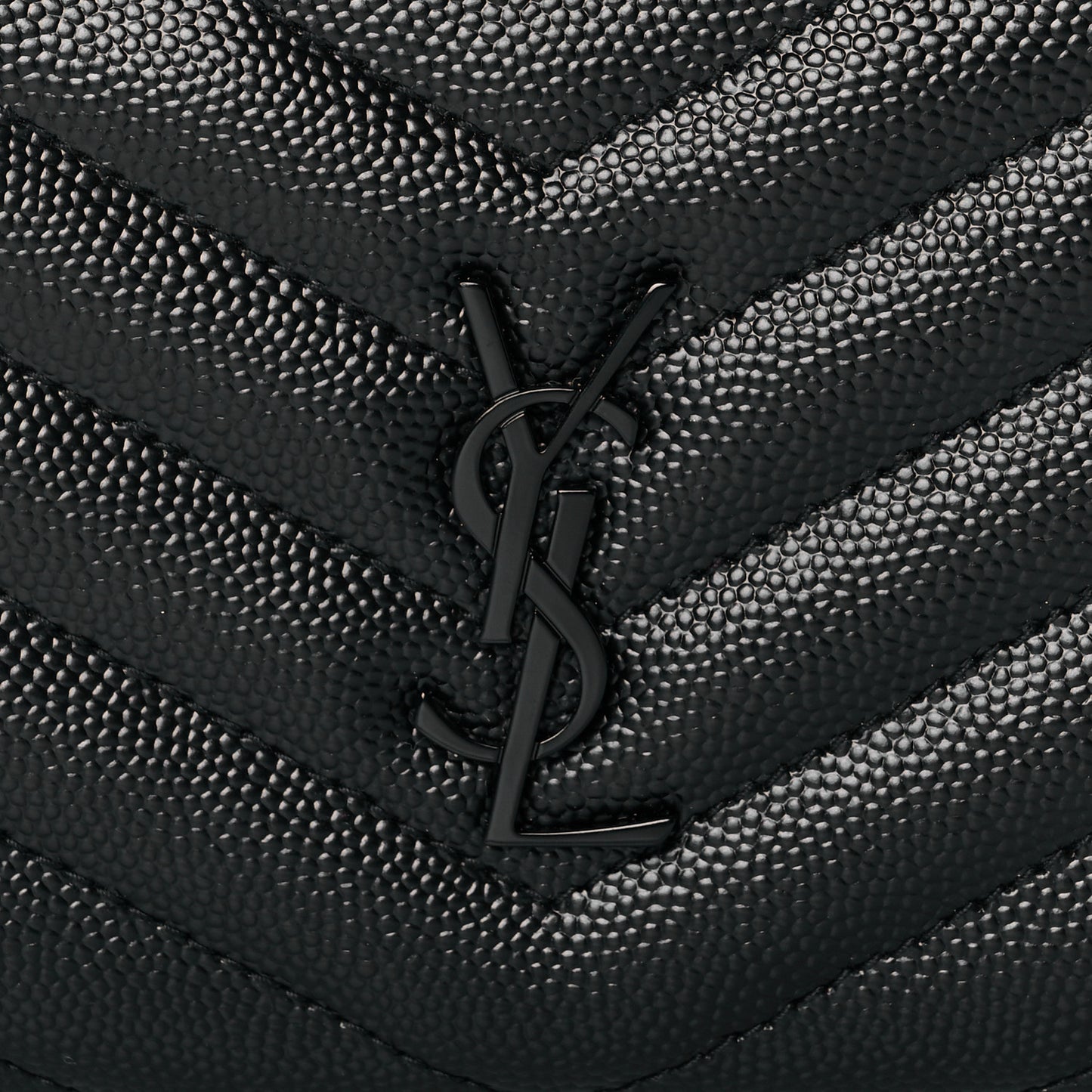 Grain De Poudre Matelasse Chevron Monogram Zipped Card Case Black