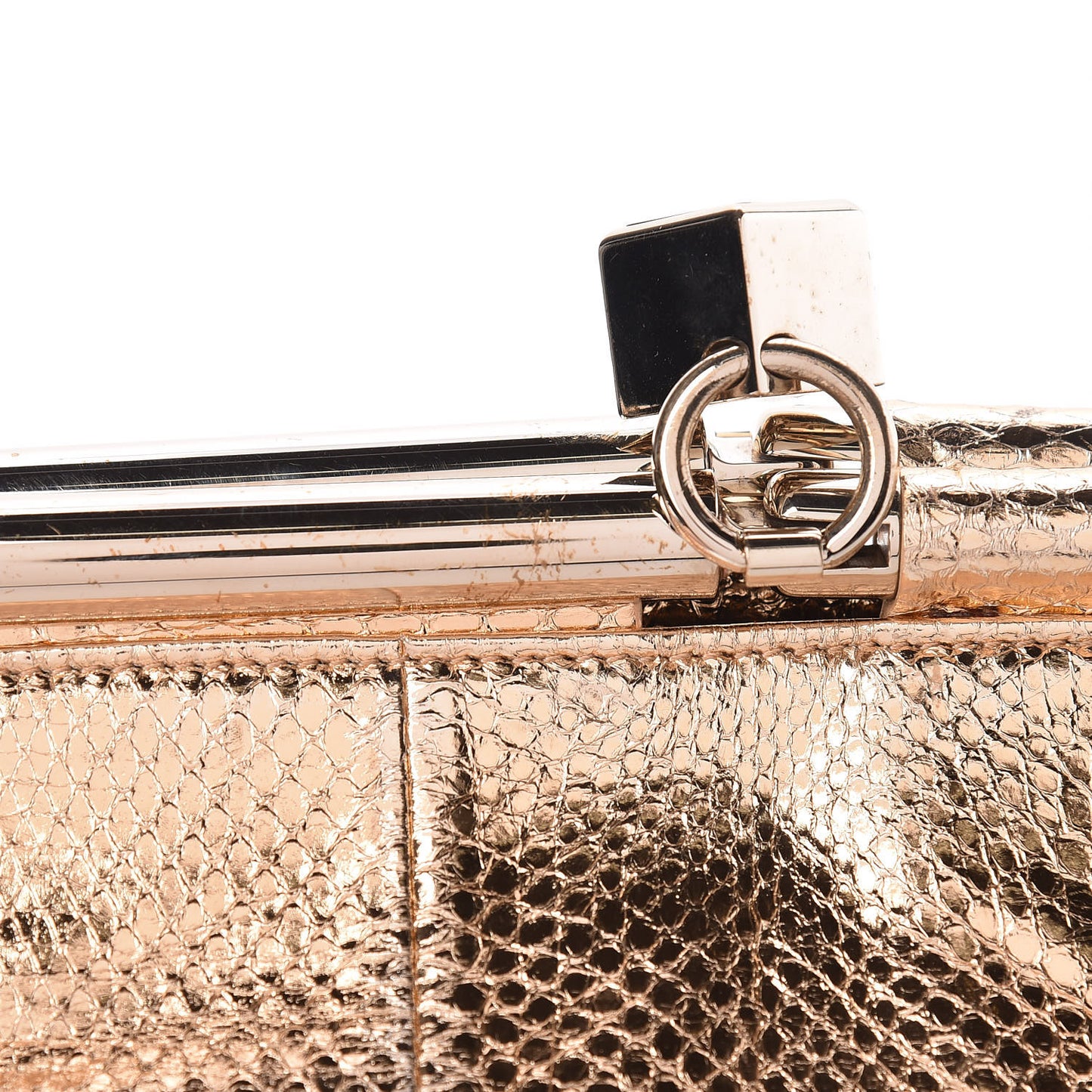 Metallic Watersnake Cadence Clutch Nude