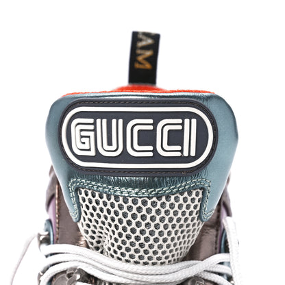 Gucci X SEGA Metallic Calfskin Mesh Womens Flashtrek Sneakers 36.5 Rame Mystic White Lago 9 of 10