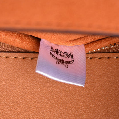 MCM Visetos Medium Patricia Pocket Satchel Cognac 9 of 10