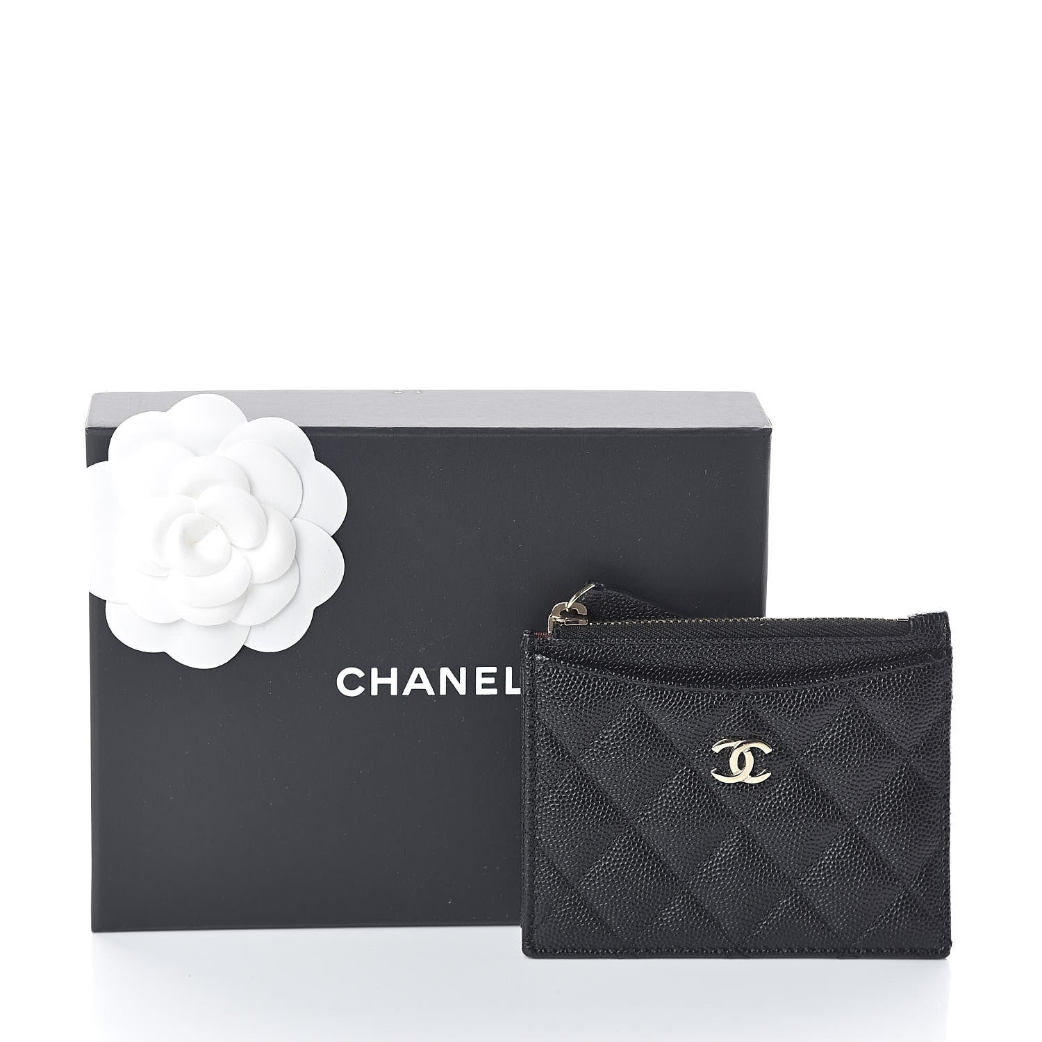 Chanel Caviar Quilted CC Zip Card Holder Black 9 of 9