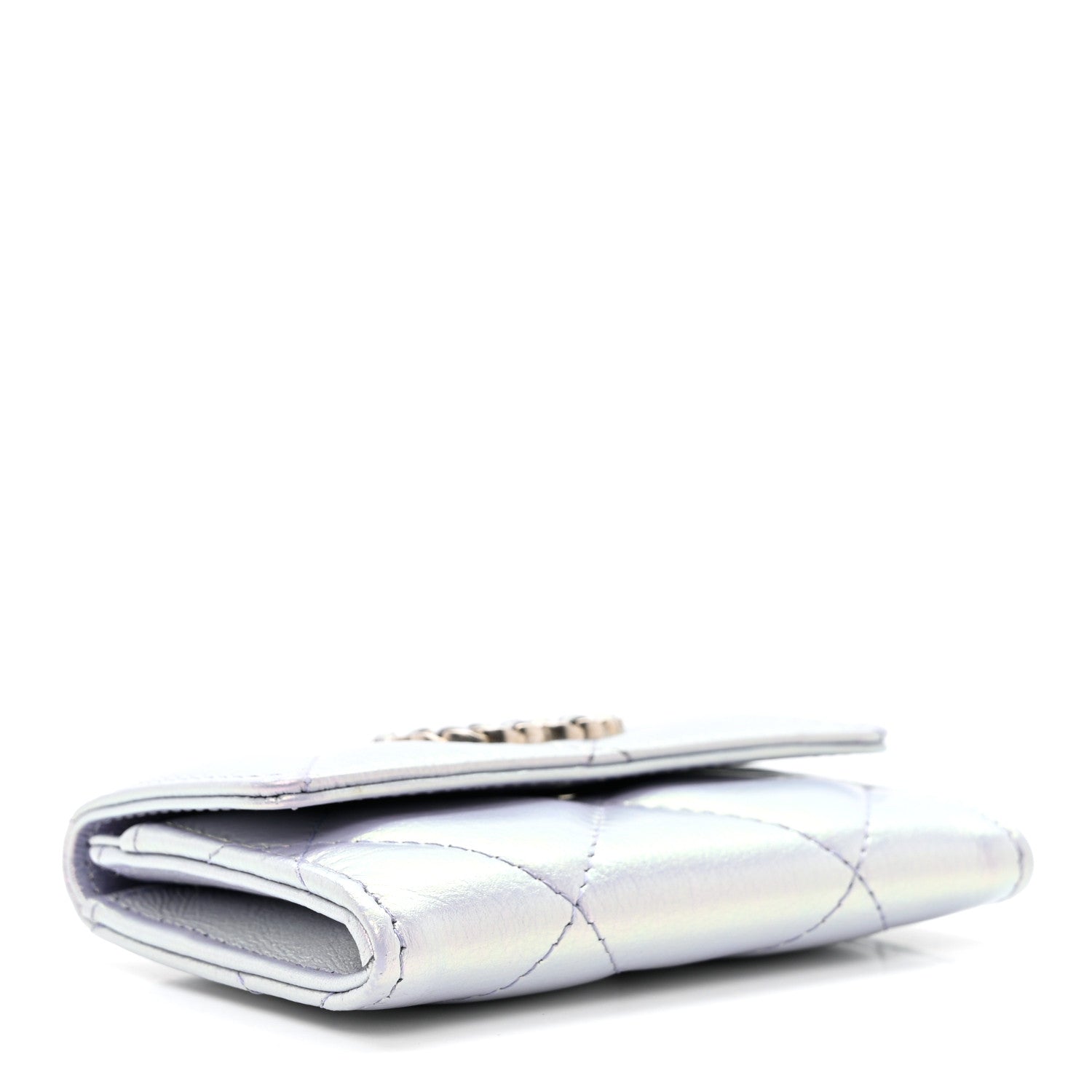 Chanel Iridescent Calfskin Quilted Chanel 19 Flap Card Holder Light Purple 4 of 9