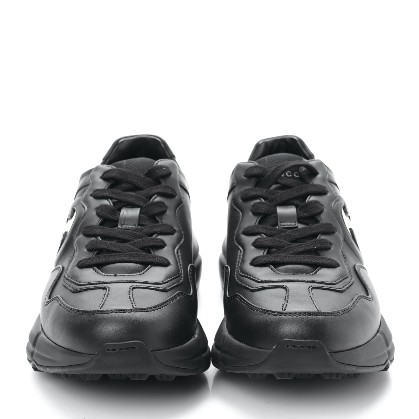 Dali Soft Calfskin Cut Out Interlocking G Womens Rhyton Sneakers 37 Black Ivoire
