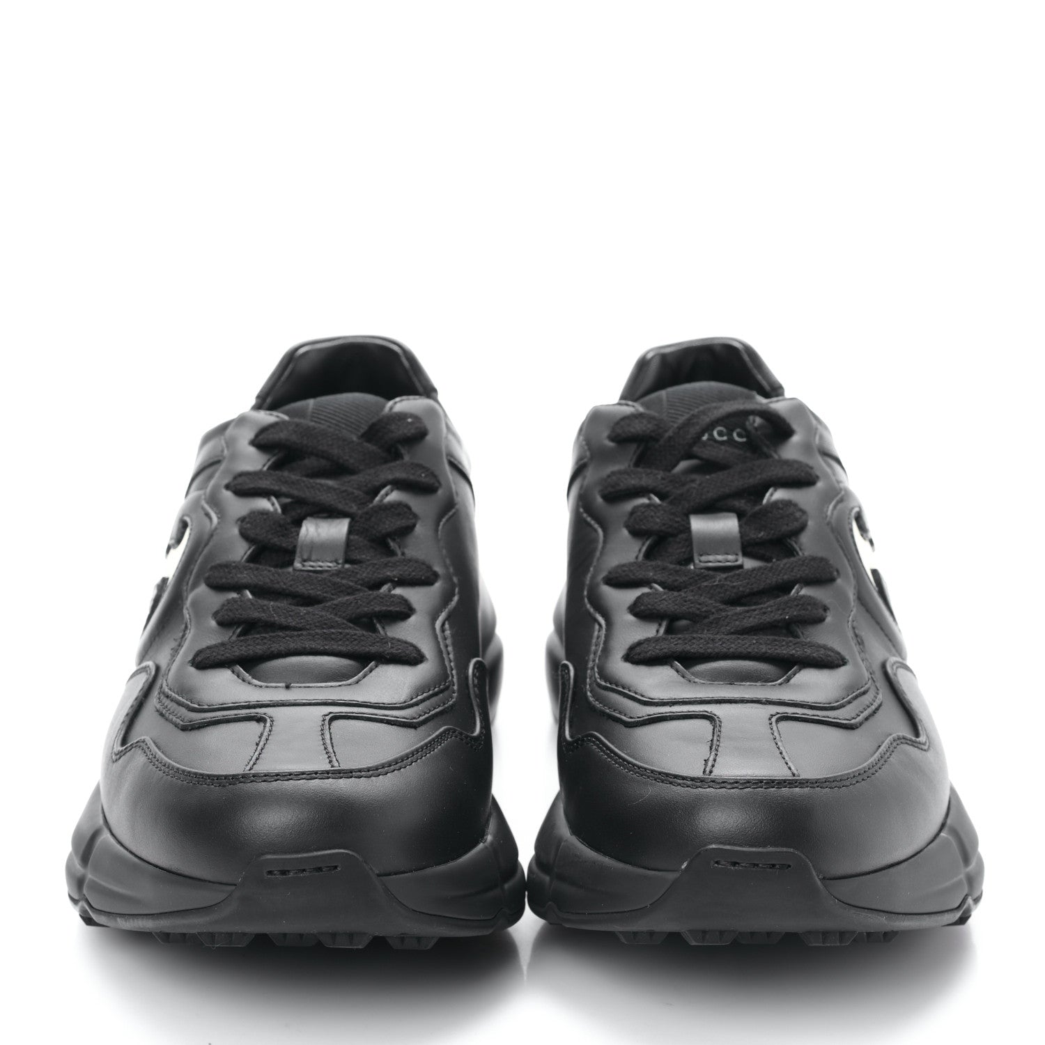 Gucci Dali Soft Calfskin Cut Out Interlocking G Womens Rhyton Sneakers 37 Black Ivoire 2 of 8