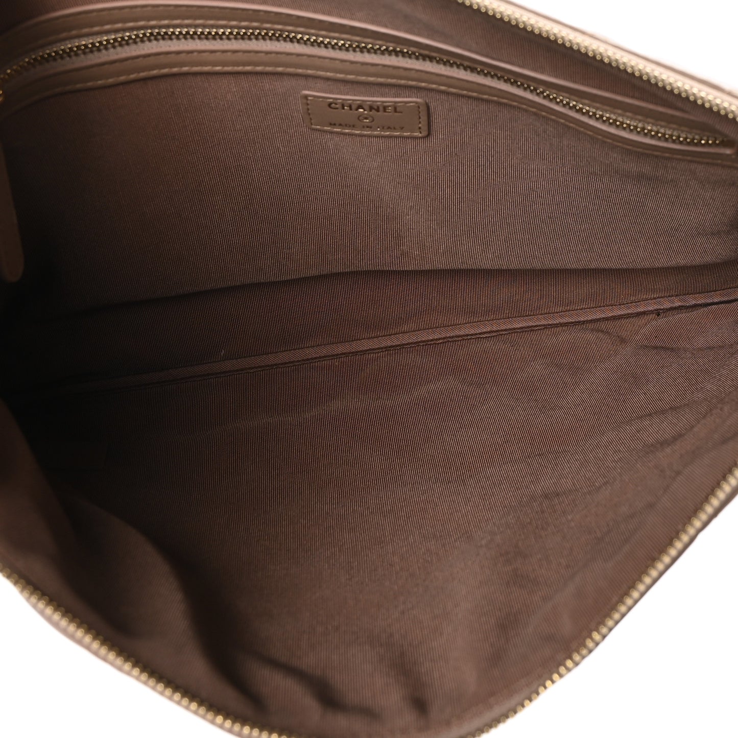 Lambskin Quilted Large Cosmetic Case Beige