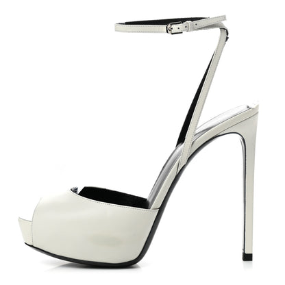 Saint Laurent Calfskin Open Toe Platform Sandals 39.5 Porcellana 1 of 8