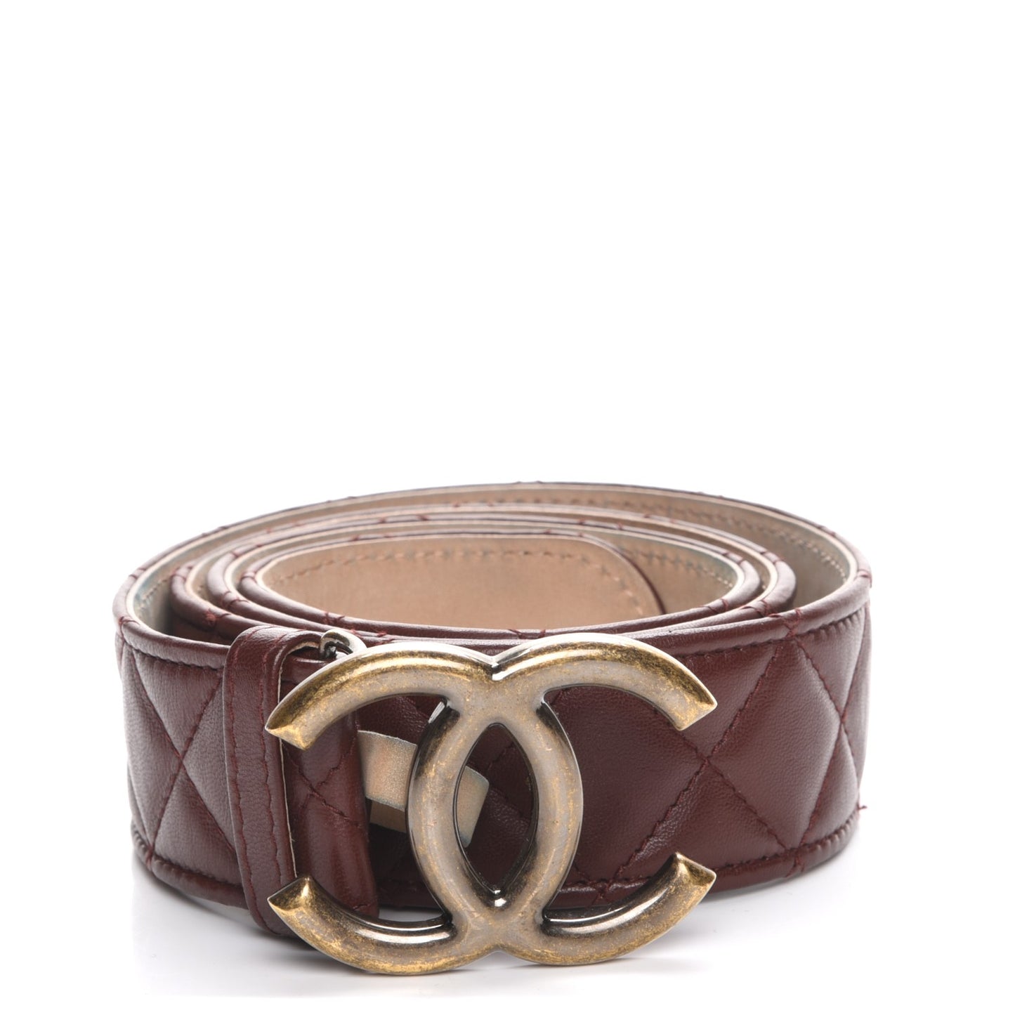 Lambskin Quilted CC Belt 90 36 Bordeaux