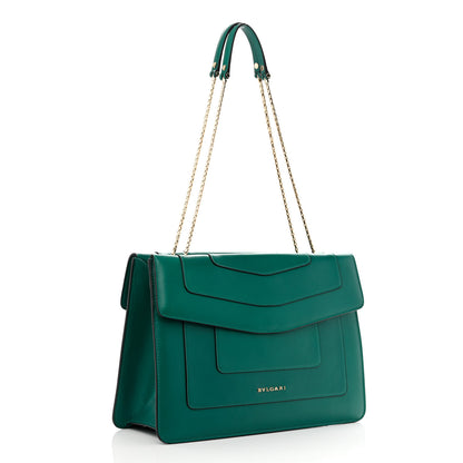Bulgari Calfskin Serpenti Forever Shoulder Bag Emerald Green 3 of 9