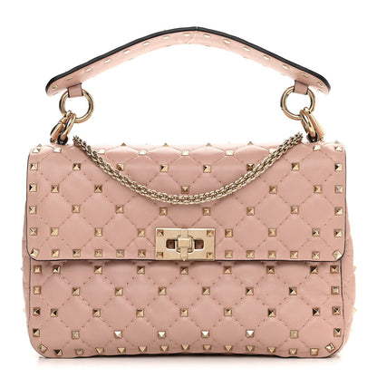 Valentino Garavani Lambskin Medium Rockstud Spike Shoulder Bag Poudre 1 of 15