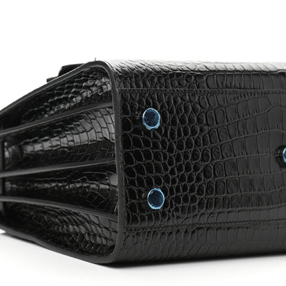 Saint Laurent Calfskin Crocodile Embossed Baby Sac De Jour Black 9 of 9