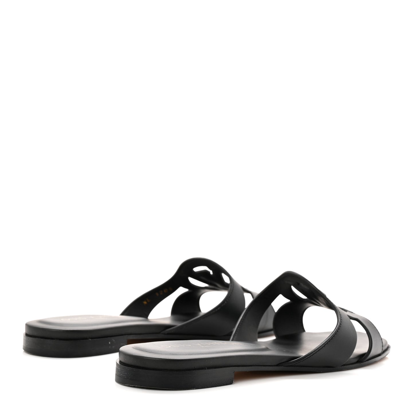 Calfskin LV Isola Flat Sandals 37.5 Black