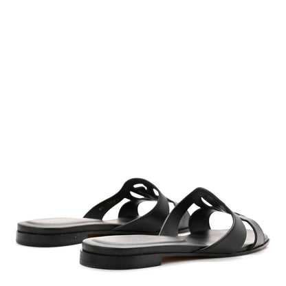 Louis Vuitton Calfskin LV Isola Flat Sandals 37.5 Black 5 of 9