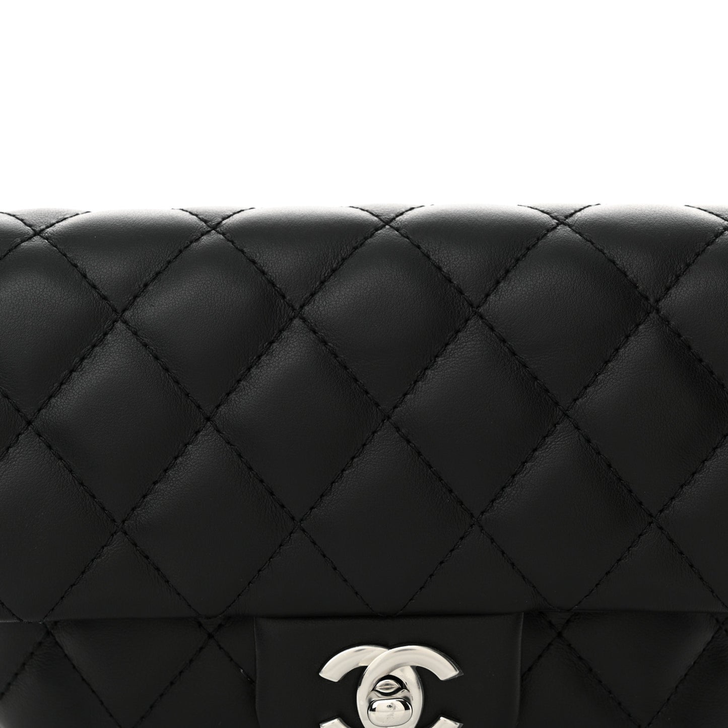 Calfskin Quilted CC Uniform Flap Belt Bag Black