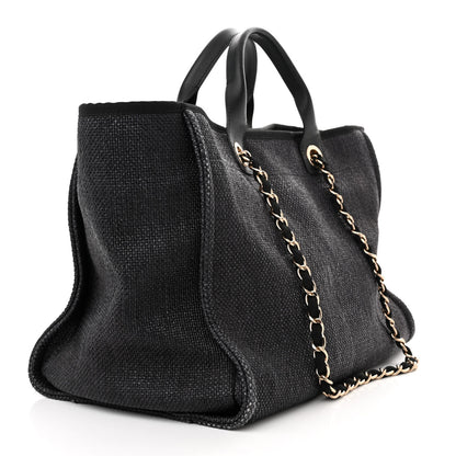 Chanel Woven Straw Raffia Medium Deauville Black 2 of 10