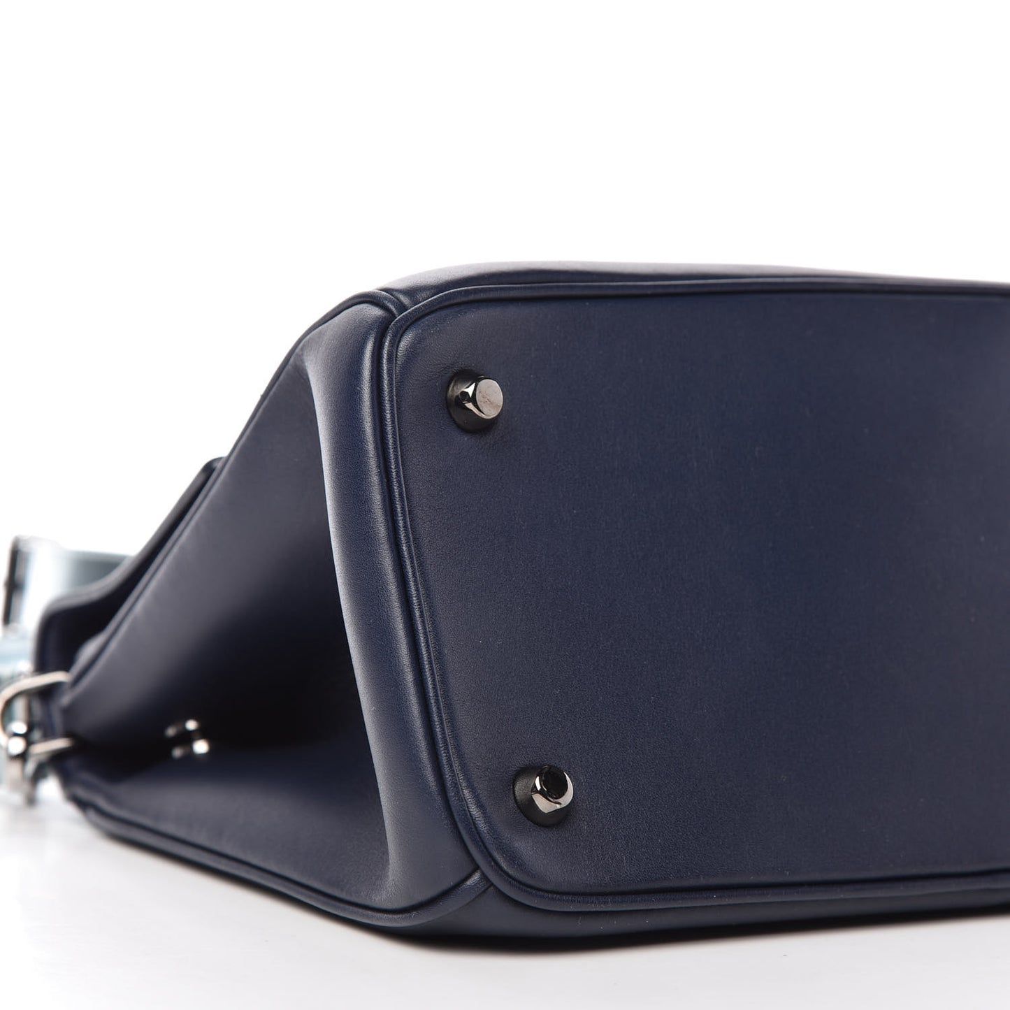 Metallic Patent Smooth Calfskin Small Be Dior Flap Navy Light Blue