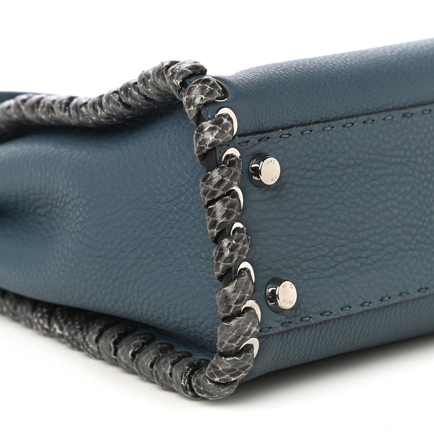 Fendi Cuoio Romano Selleria Elaphe Lace Up Medium Peekaboo Iconic Satchel Tempesta 10 of 16