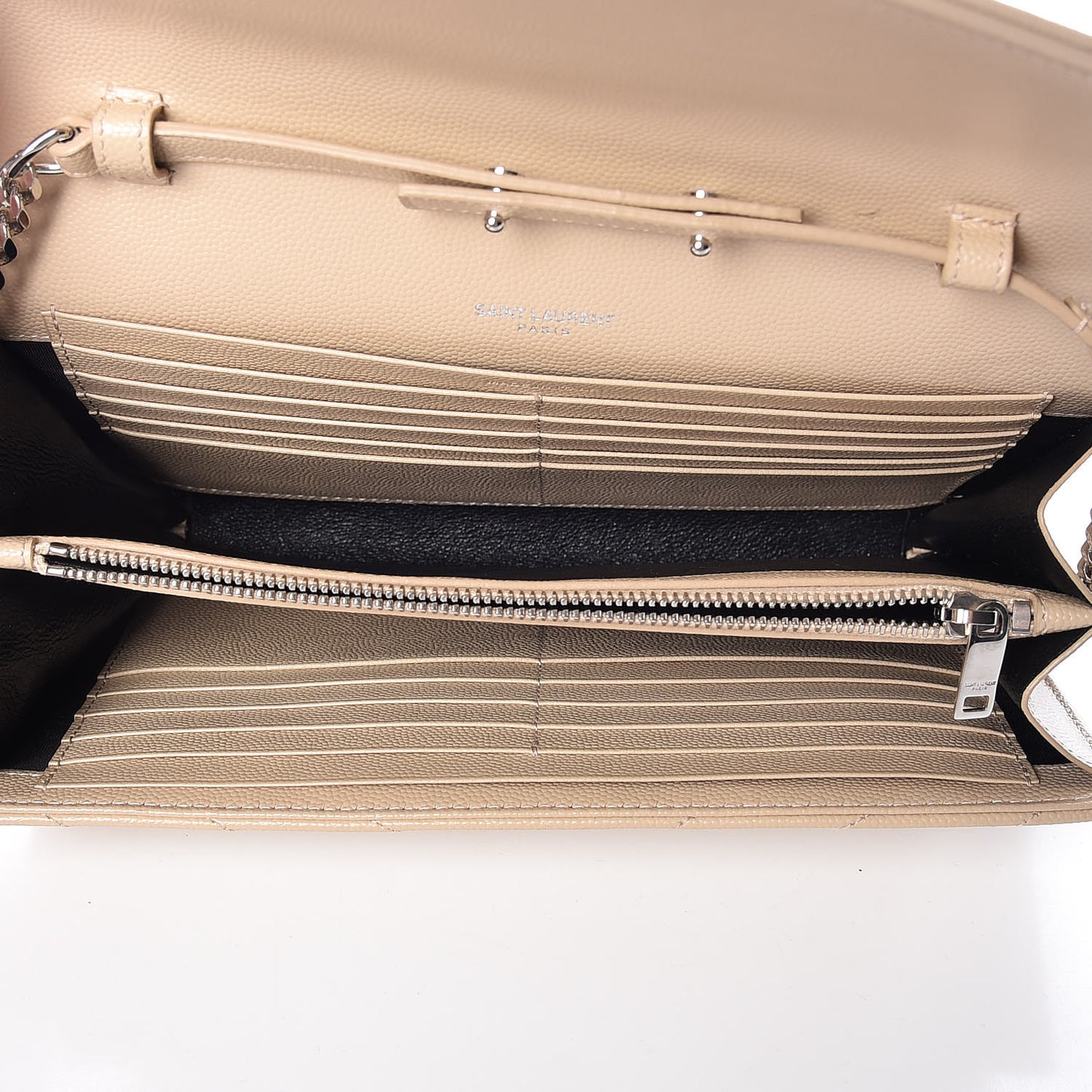 Grain De Poudre Matelasse Chevron Monogram Chain Wallet Nude Powder