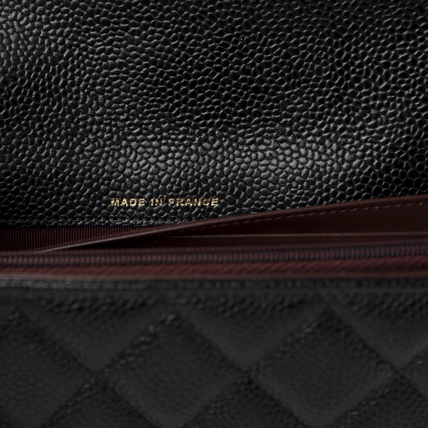 Caviar Quilted Large Gusset Flap Wallet Black