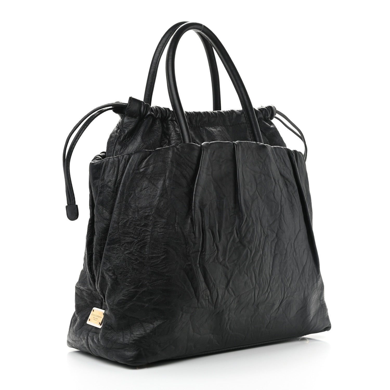 Dolce & Gabbana Lambskin Drawstring Shoulder Bag Black 3 of 10