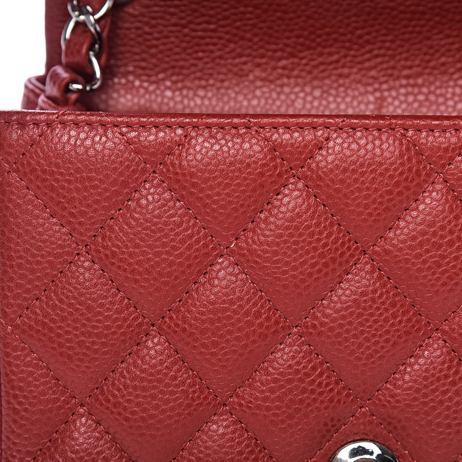 Chanel Caviar Quilted Mini Square Flap Red 9 of 12