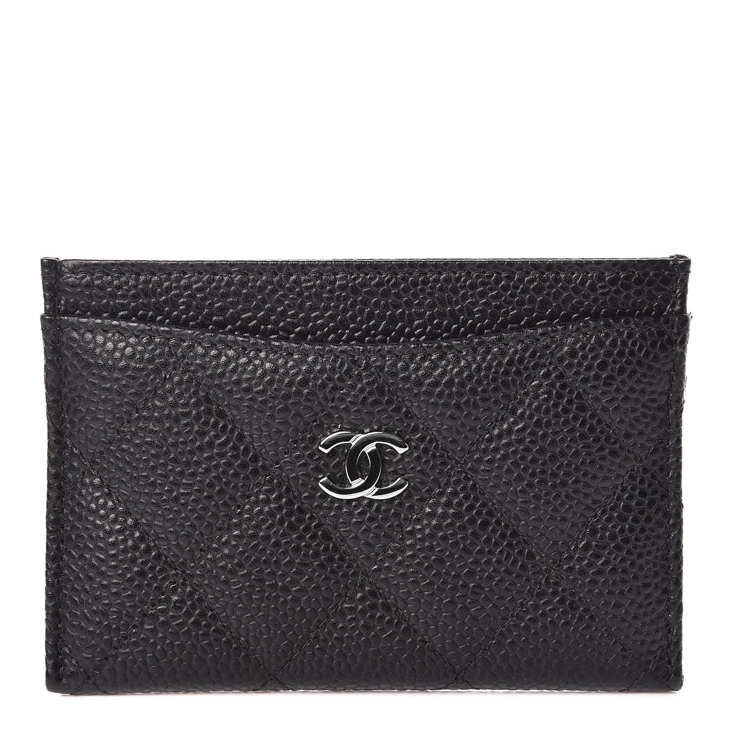 Caviar Quilted Card Holder Black
