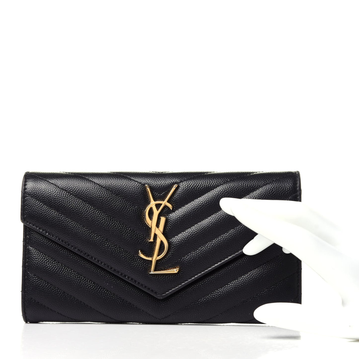 Grain De Poudre Matelasse Chevron Monogram Flap Wallet Black