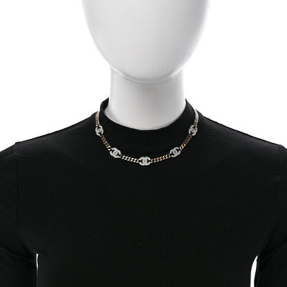 Chanel Crystal Chain CC Link Choker Gold Silver 2 of 7