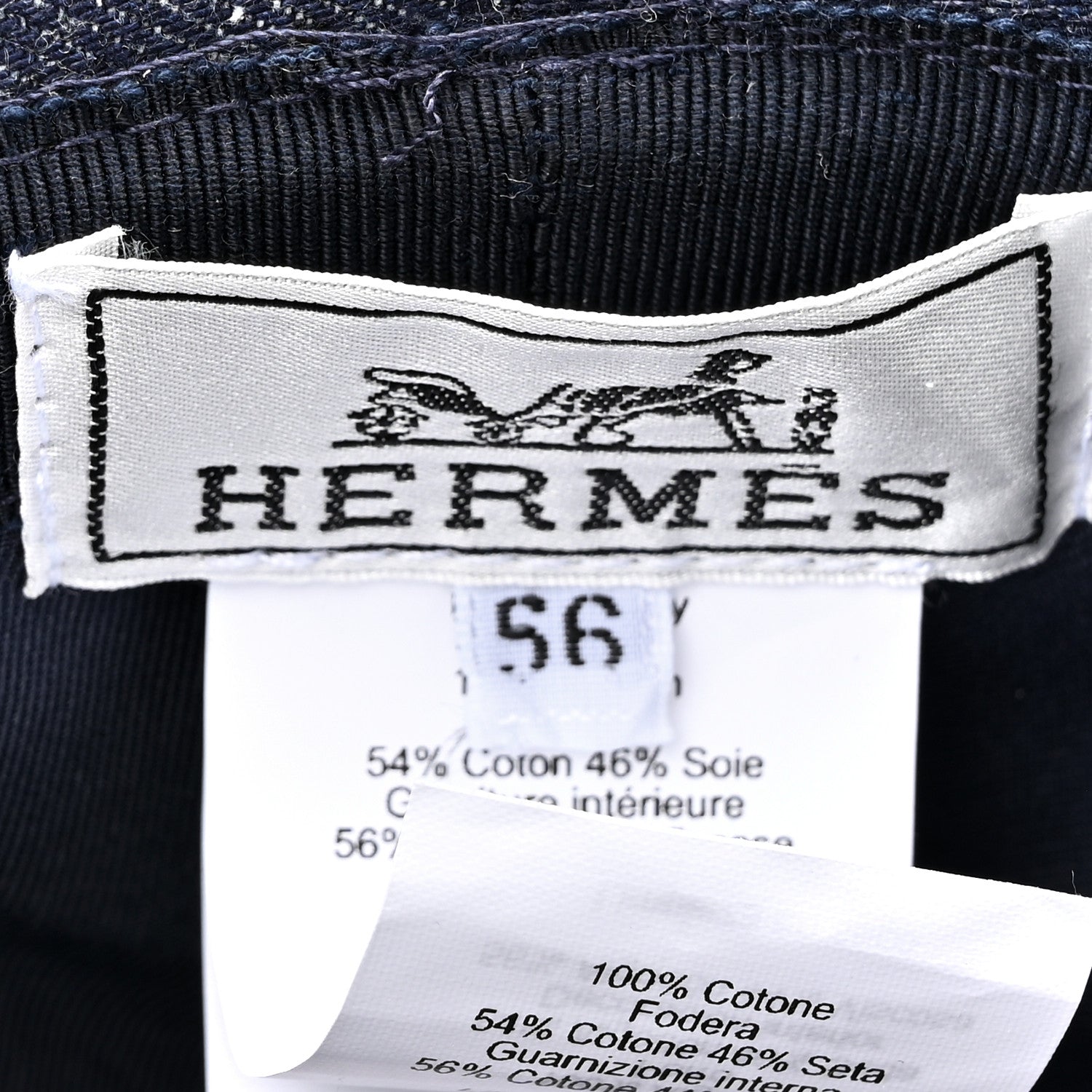 Hermes Cotton Denim Embroidered Harper Emile Bucket Hat 56 Indigo 8 of 8