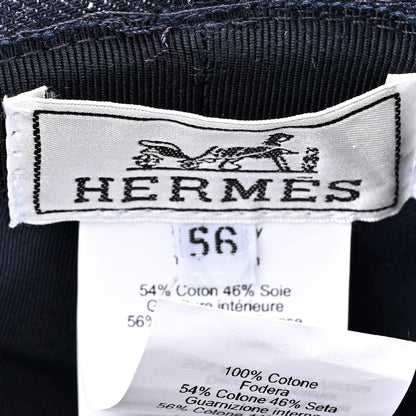 Hermes Cotton Denim Embroidered Harper Emile Bucket Hat 56 Indigo 8 of 8