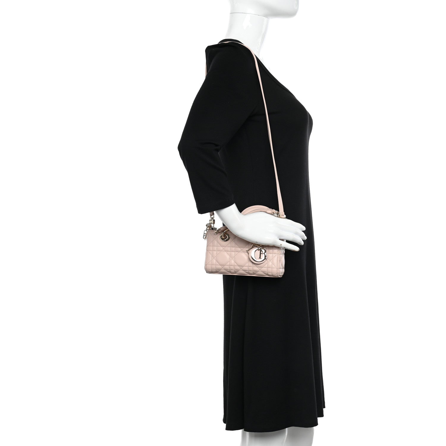 Christian Dior Lambskin Cannage Micro Lady D-Joy Rose De Vents 2 of 10