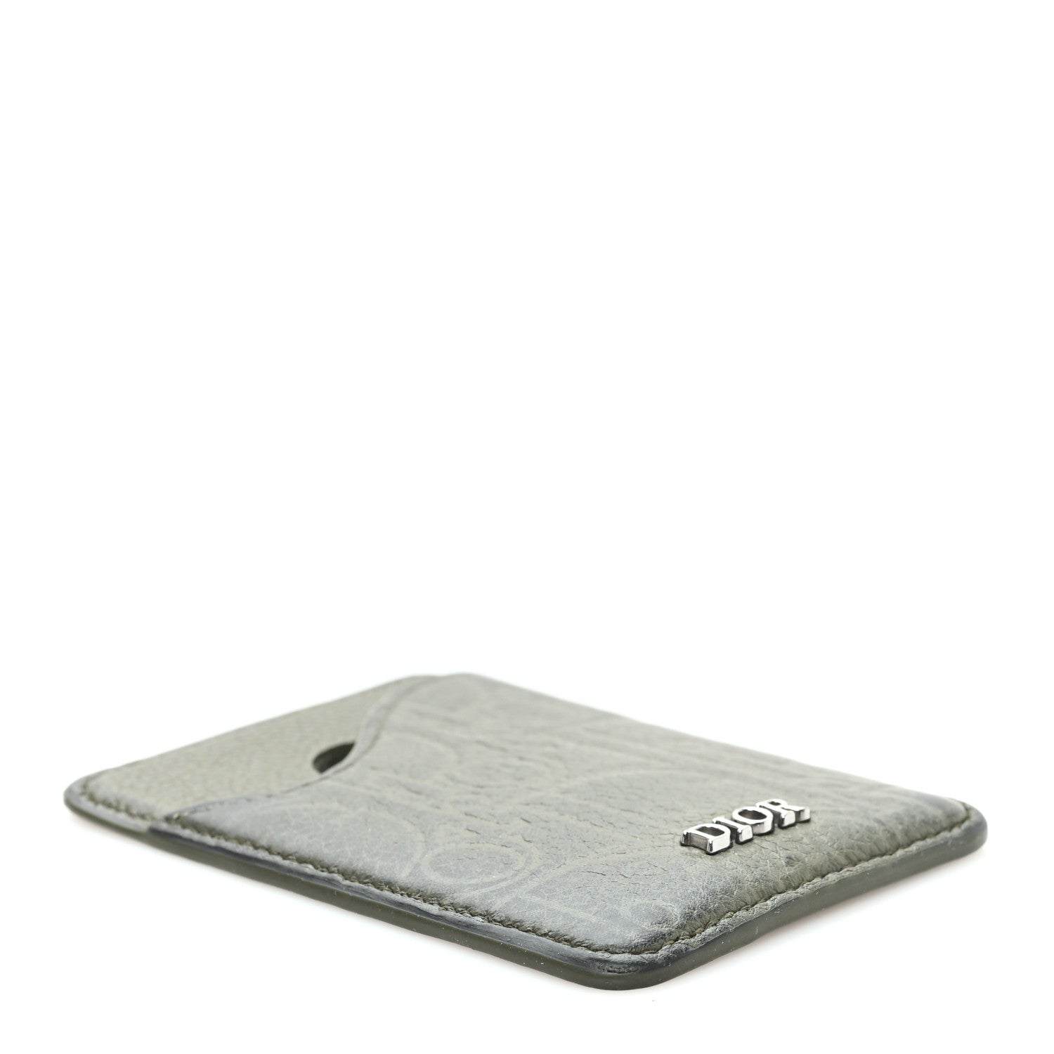 Christian Dior Grained Calfskin Embossed Dior Gravity Magnetic Saddle Card Holder Kaki 4 of 5