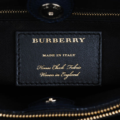 Burberry Calfskin House Check Medium Banner Tote Ink Blue 6 of 8
