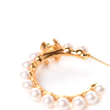 Chanel Pearl CC More Is More Small Hoop Earrings Gold 4 of 5