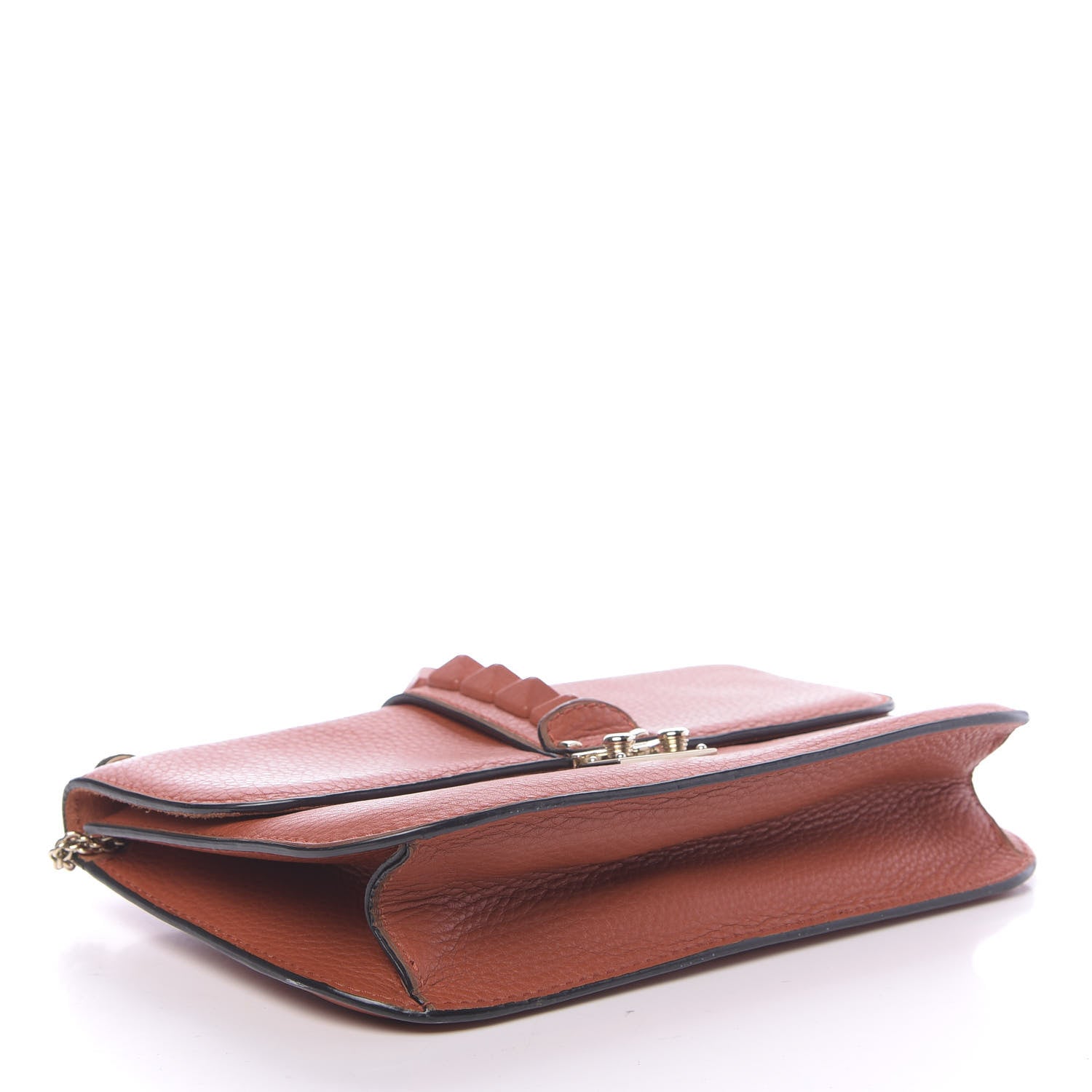 Valentino Garavani Pebbled Calfskin Monochrome Medium Glam Lock Rockstud Flap English Red 4 of 15