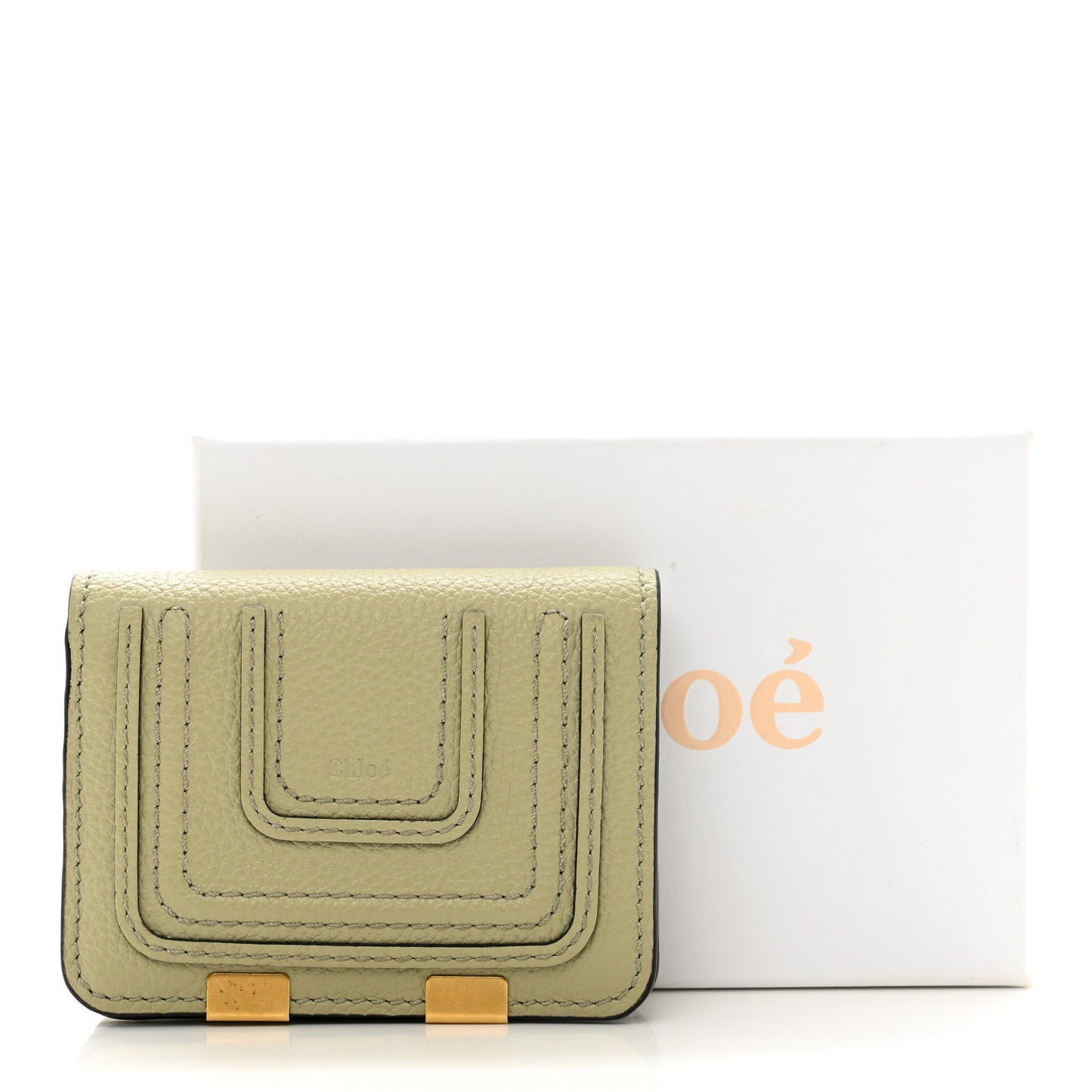 Grained Calfskin Marcie Compact Wallet Faded Green