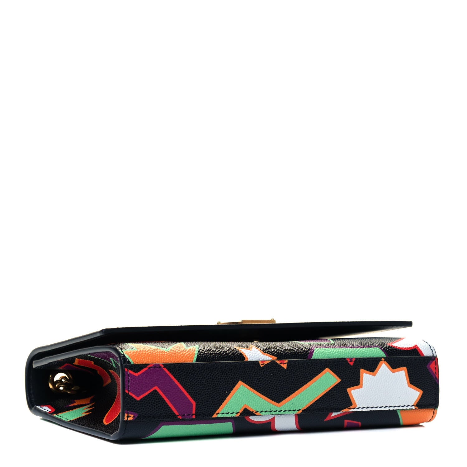 Saint Laurent Grain De Poudre Small Monogram Shapes Print Kate Satchel Black 4 of 9