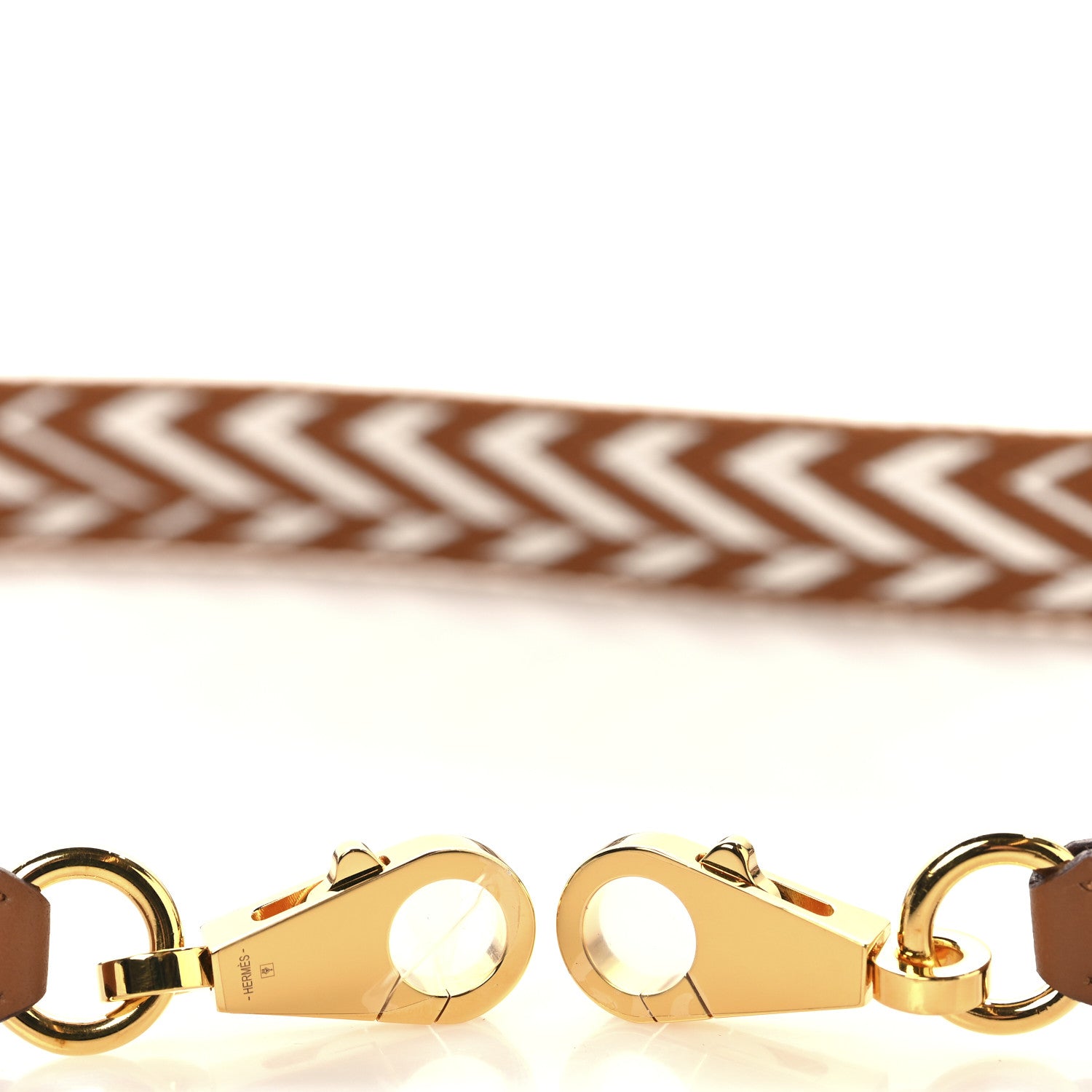 Hermes Toile Swift 25mm Sangle ZigZag Shoulder Strap Gold White 3 of 5